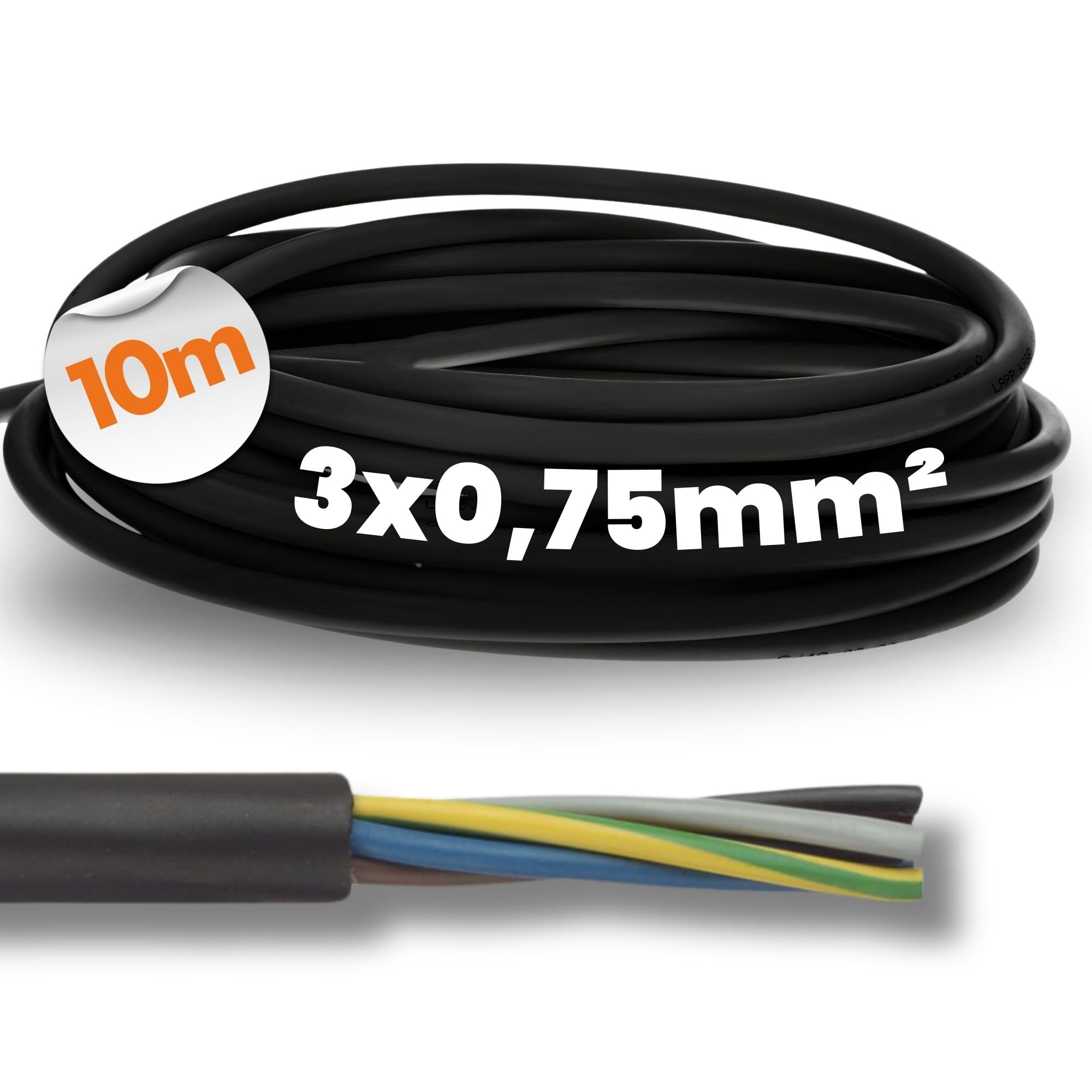 H05RN-F 2×0,75 mm2 black Tr. – JMV Cables Webshop