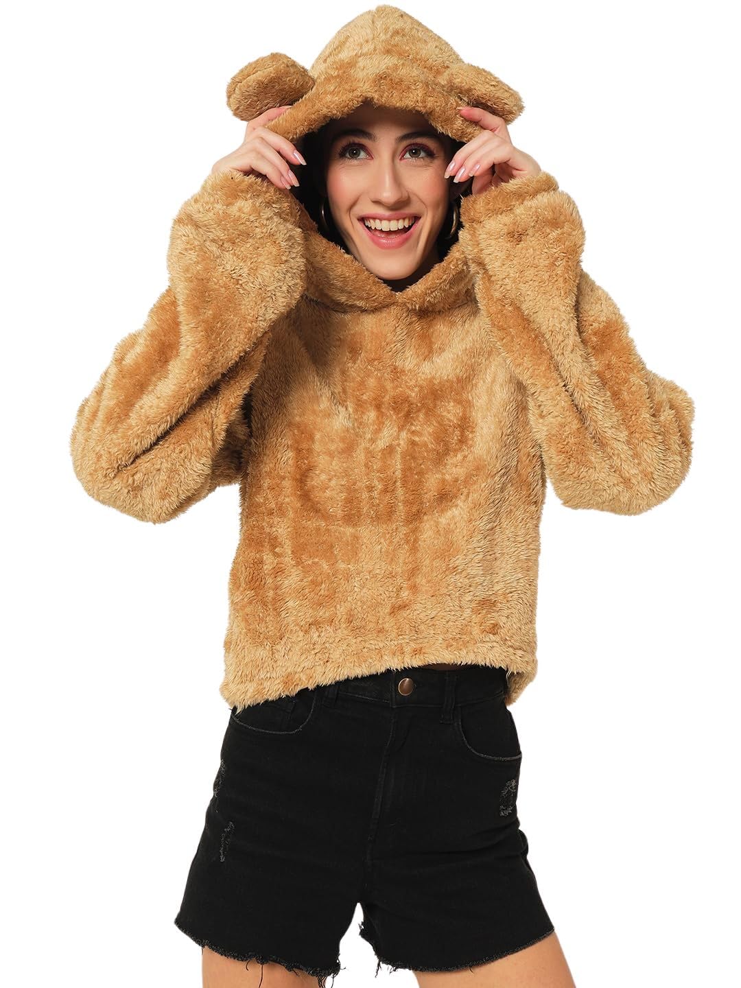 tandul Solid Brown Women's Jacket - Faux Fur Full Sleeve (10314)-picture-14