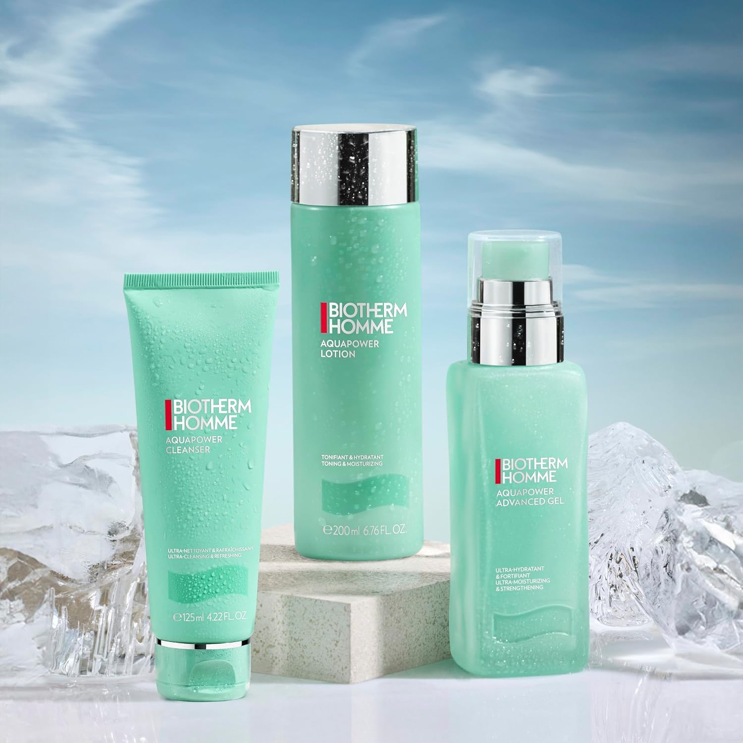 Biotherm Homme Aquapower Lotion, feuchtigkeitsspendende Aftershave-Lotion für Männer, für erfrischte Haut ohne Rötungen, mit Biotech Plankton und Oligosacchariden, 200 ml