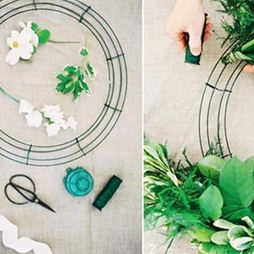 Miniatura 4 de Paquete de 3 coronas de alambre de Navidad verde oscuro de 12 pulgadas, redondas, decoración de manualidades, corona de alambre para Navidad, boda,