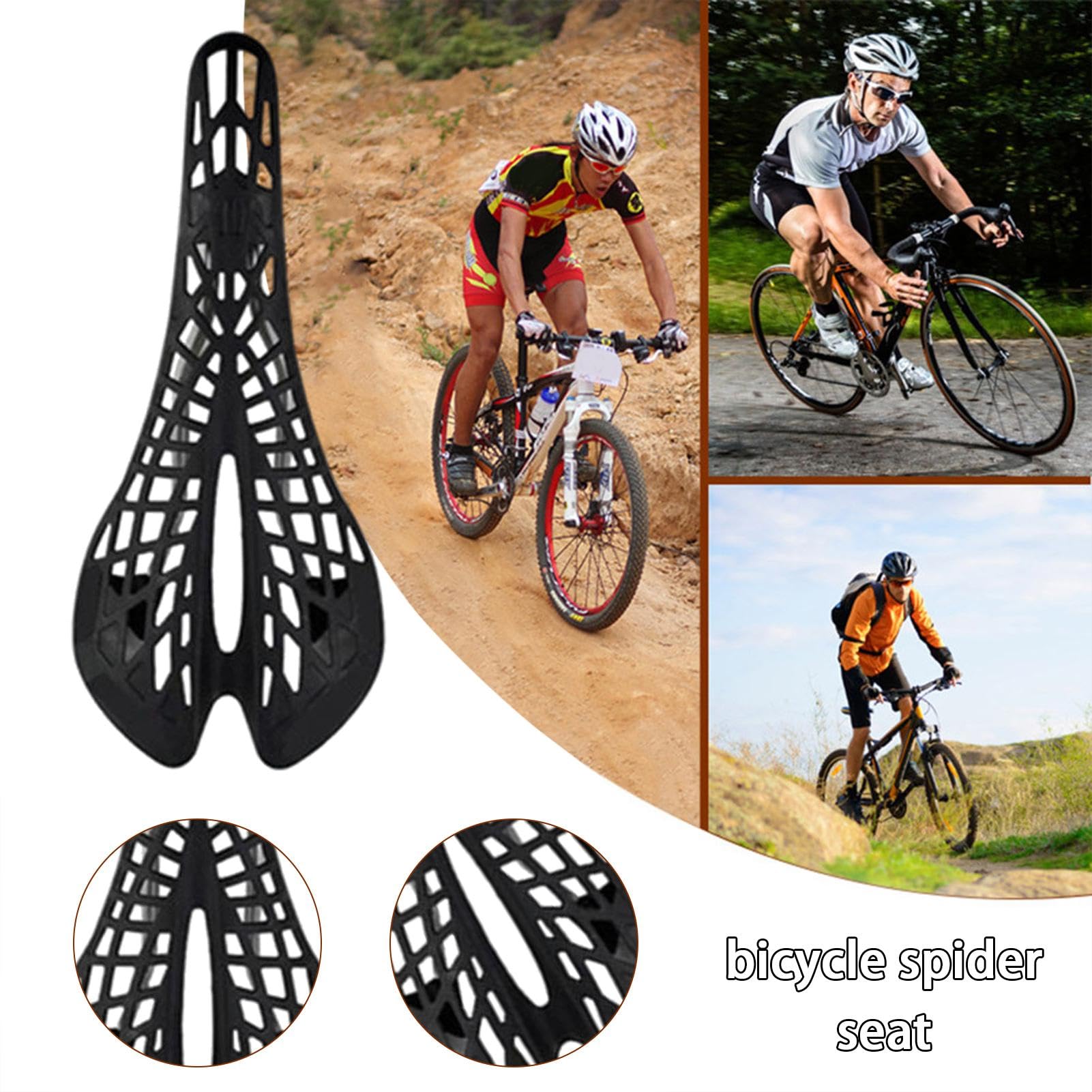 Sella per bicicletta – Cuscino per bicicletta con luce a forma di ragno traforato, per bicicletta, ammortizzante, per cyclette, bici da corsa, mountain bike