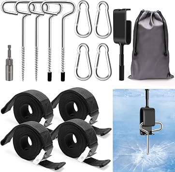 Coolrunner 14 PCS Ice Anchor Drill Adapter Kit Universal Ice Anchor Tool Auger Ice Fishing Anchor Adapter Ice Shanty Anchors for Setting Up Ice Fishing Shelter Tent