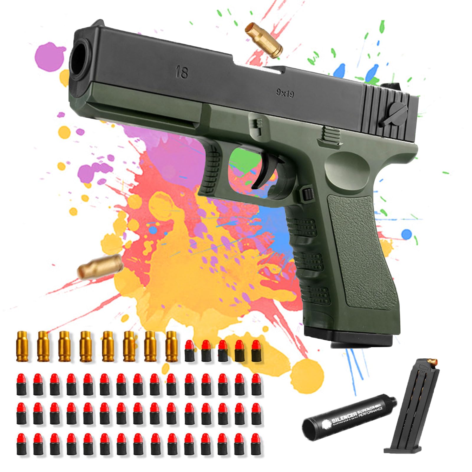 Pistolet Jouet, Pistolet Enfant avec Balles Souples, Jouet Blaster en Mousse, Plastique Pistolets Jouets Enfant, Modèle de Pistolet éducatif Jouets pour Enfants de Plus de 14+ Ans