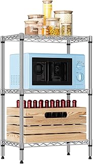 IZEUK Metal Storage Shelving Unit Heavy Duty Closet Organizers 750 lbs 3 Tier Shelf Chrome 13.8" D x 23.6" W x 35.5" H