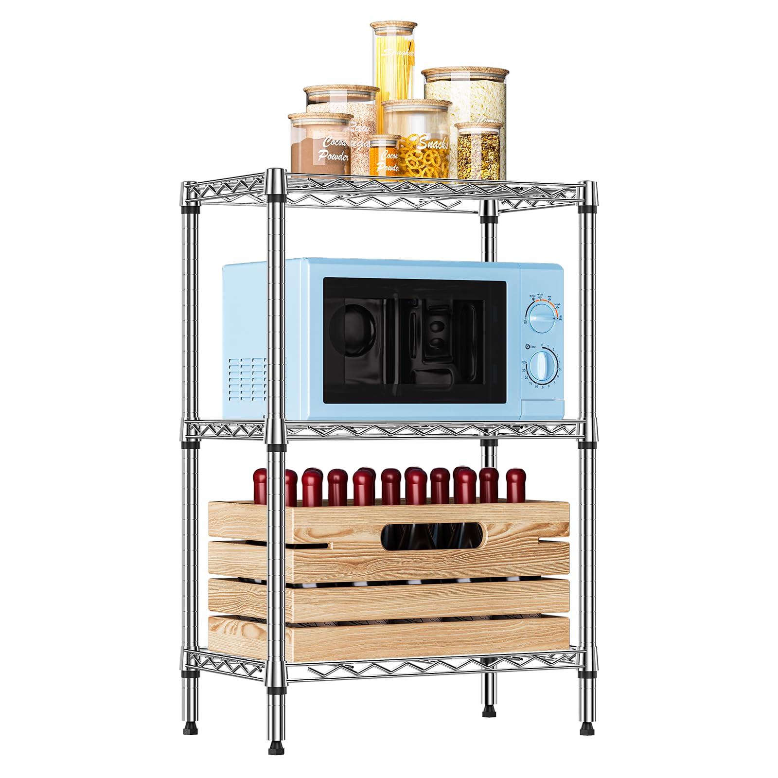 IZEUK Metal Storage Shelving Unit Heavy Duty Closet Organizers 750 lbs 3 Tier Shelf Chrome 13.8" D x 23.6" W x 35.5" H-image-20