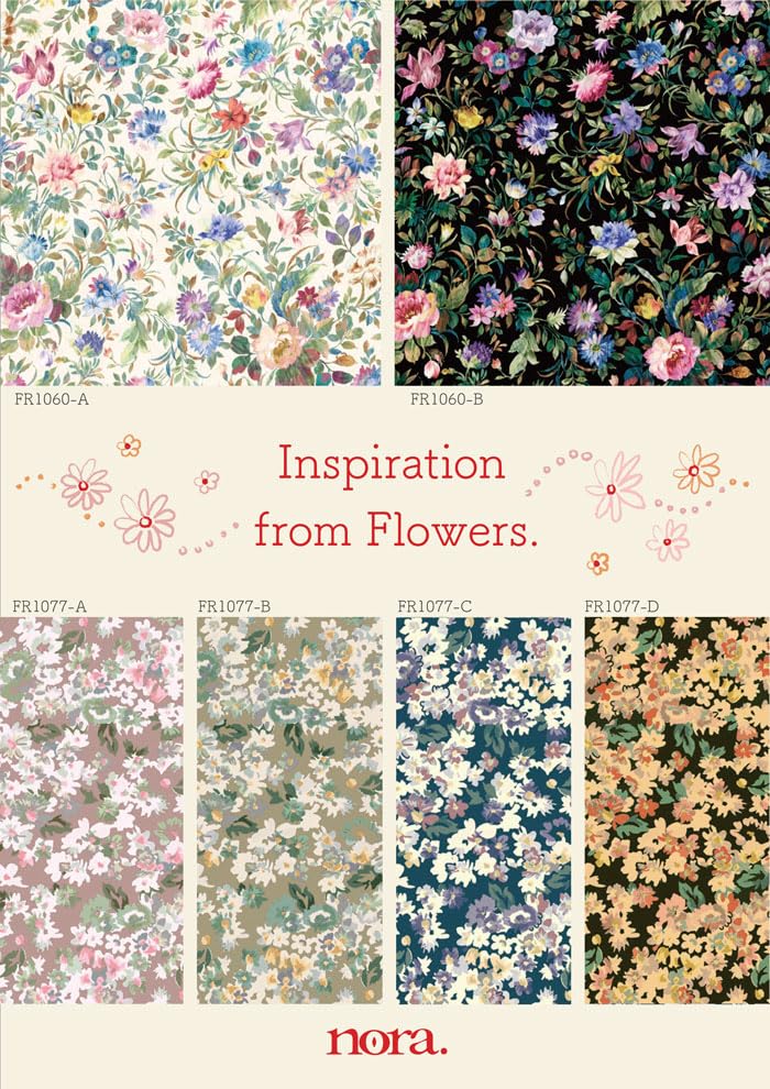 Amazon | nora. FR1060-A 草花柄 ボタニカル柄 ヴィンテージ柄