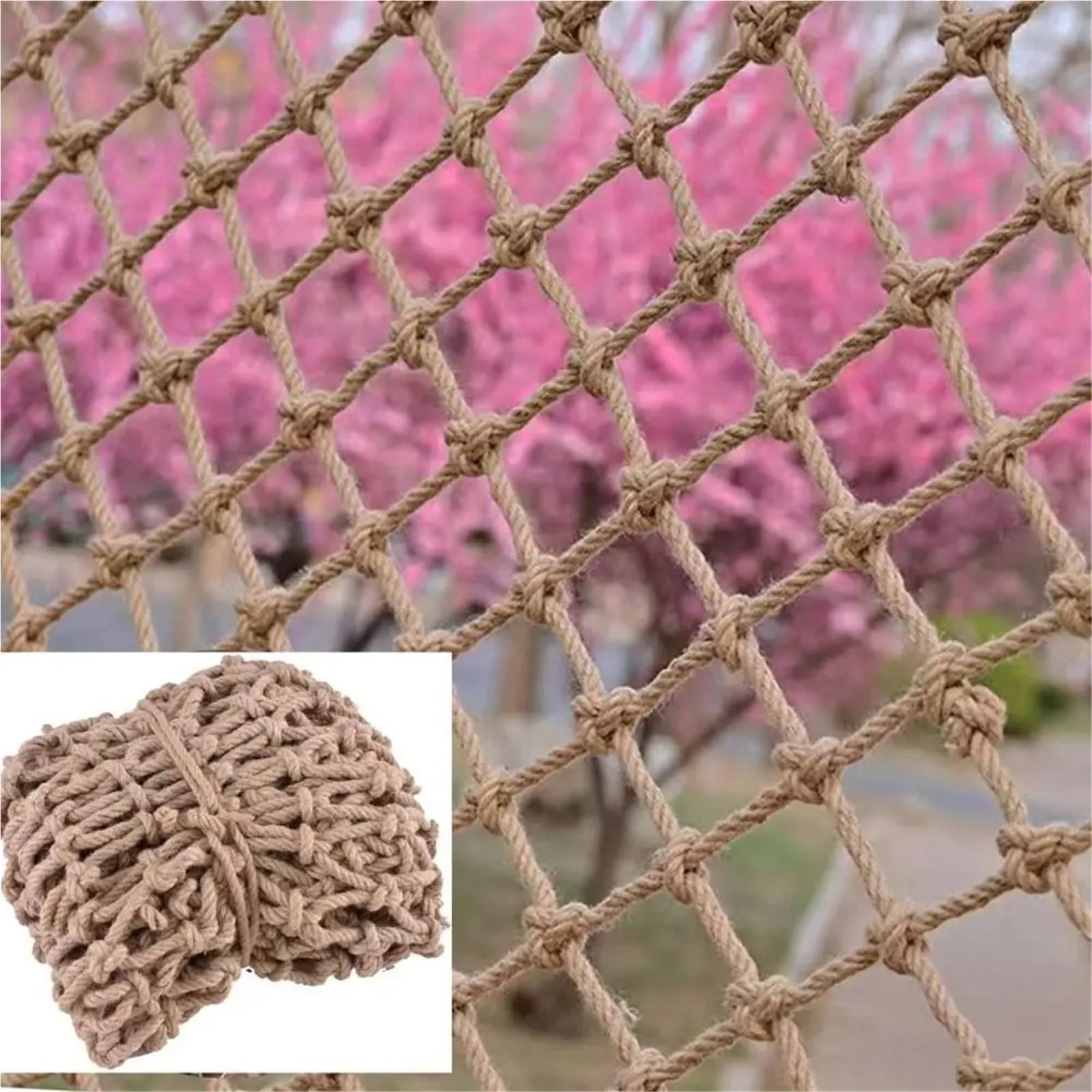 Corda Canapa Naturale Corda di canapa Rete da arrampicata Natura Iuta Giardino Balcone Spago Traliccio Decorativo Soffitto Decorazione parete