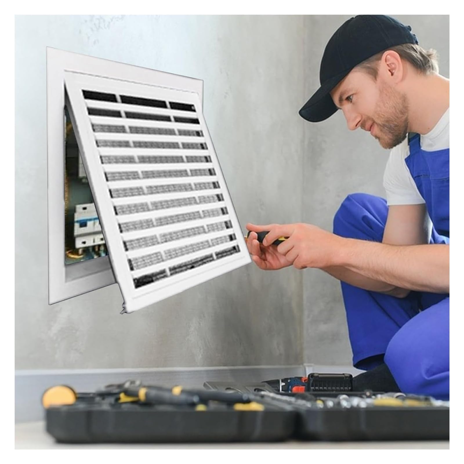 Panel dostępowy z żaluzjami, Zatrzaskiwane drzwiczki dostępowe z żaluzjami do kontroli instalacji hydraulicznej Pasują do wielu rozmiarów(45x50 cm)