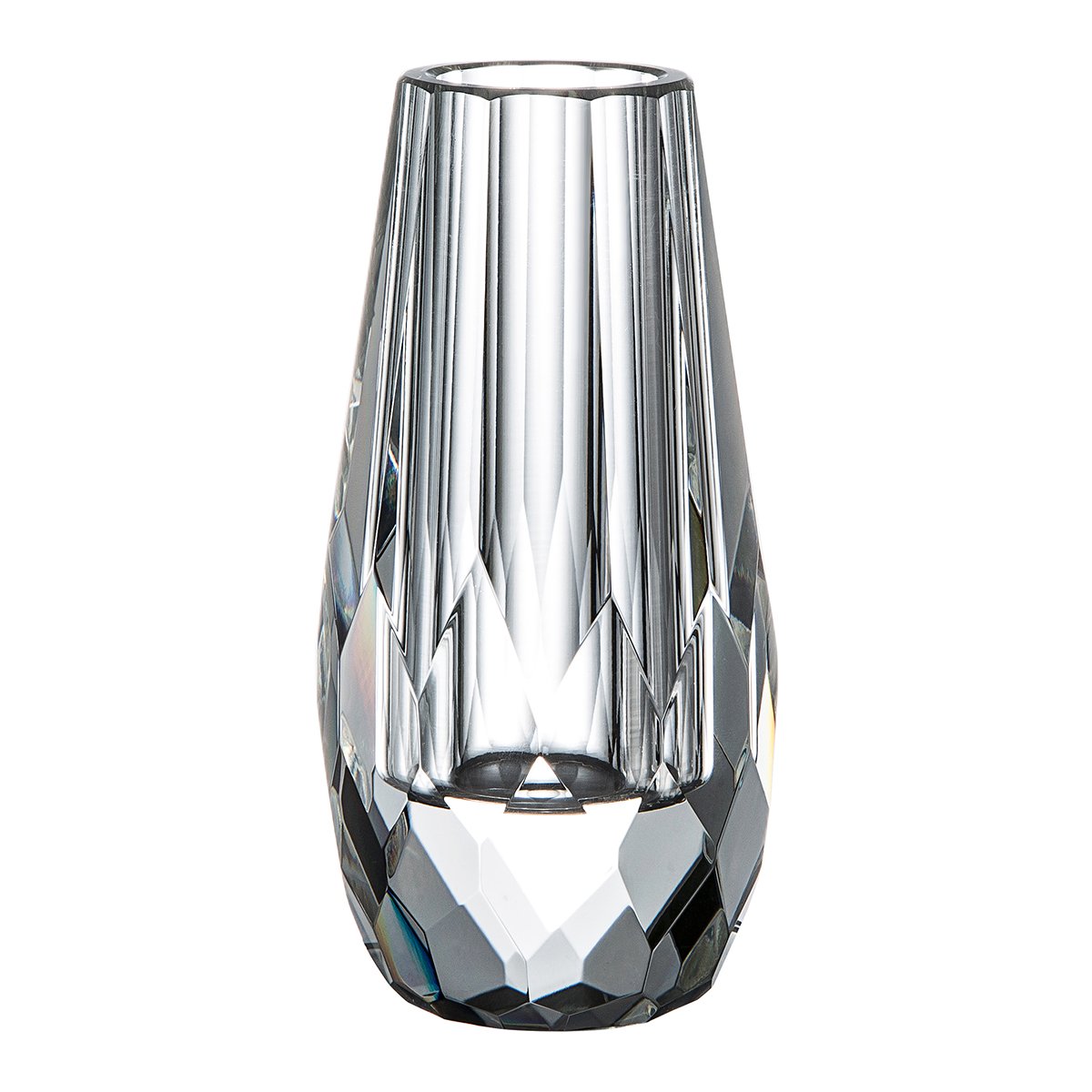 DONOUCLS Crystal Flower Vases for Wedding Centerpiece, Elegant Faceted Cut Clear Bud Vase for Table Home Living Room Decor Accessories Christmas Birthday Gifts (Tall 13cm)