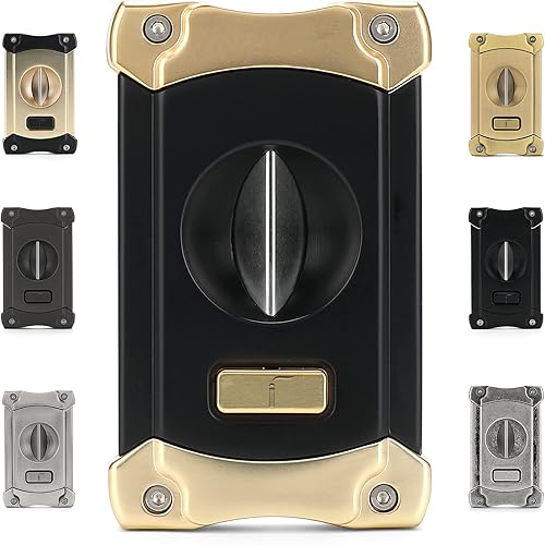 Miniatura 8 de Cortador de puros, cortador de cigarros de acero inoxidable con perforador de puros integrado, atractiva caja de regalo (plateado)