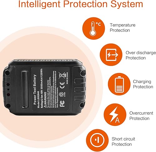 Miniatura 5 de Batería de litio LBX2040 mejorada de 40 V 3000 mAh de repuesto para batería Black Decker de 40 V LBX2040 LBXR36 LBXR2036 LST540 LCS1240 LST136B