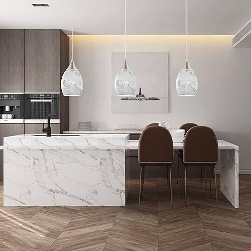 Miniatura 2 de Glassland Iluminación colgante, 1 lámpara colgante en níquel cepillado con pantalla de cristal gris, certificación ETL.