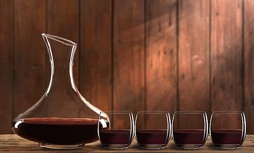 Miniatura 4 de Decantador de vino aireador de jarra con copas de vino sin tallo, cristal soplado a mano, juego de 5 piezas