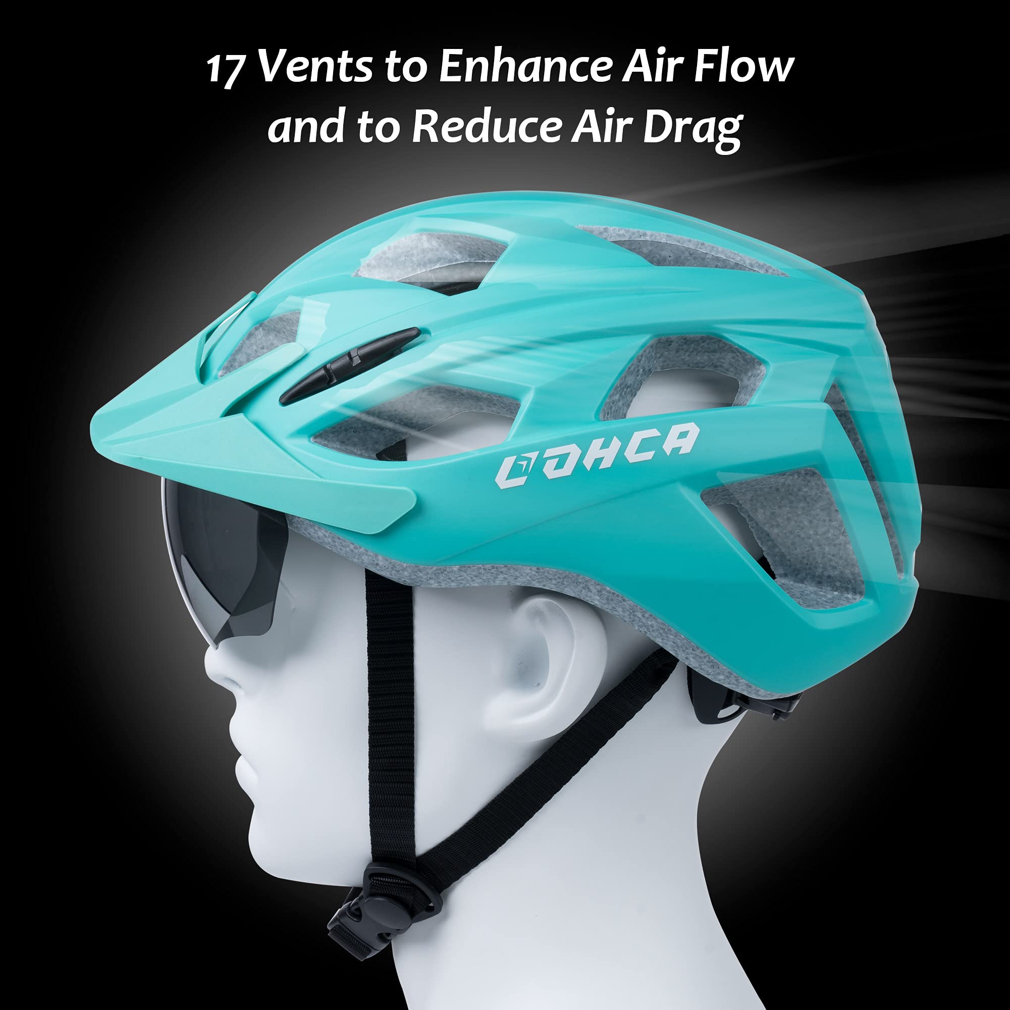 Fahrradhelm Herren Damen mit Visier, Rennrad, Mountainbike, MTB, Ebike Helm, Radhelm, 55-61cm