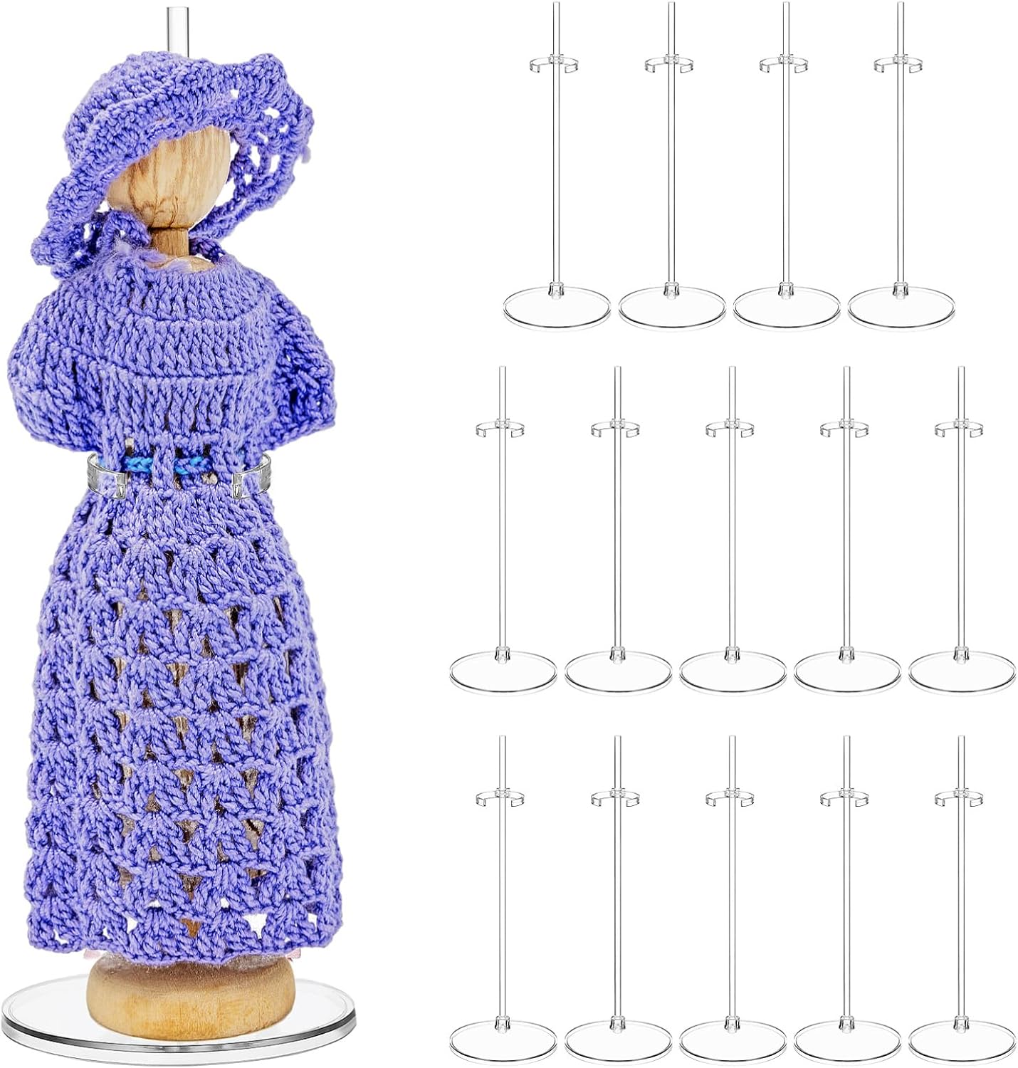 Toyvian Clear Adjustable Doll Stand for 6-8 Inch Dolls Figurine Display Holder Desktop Doll Support Stand for Collectible Dolls Display