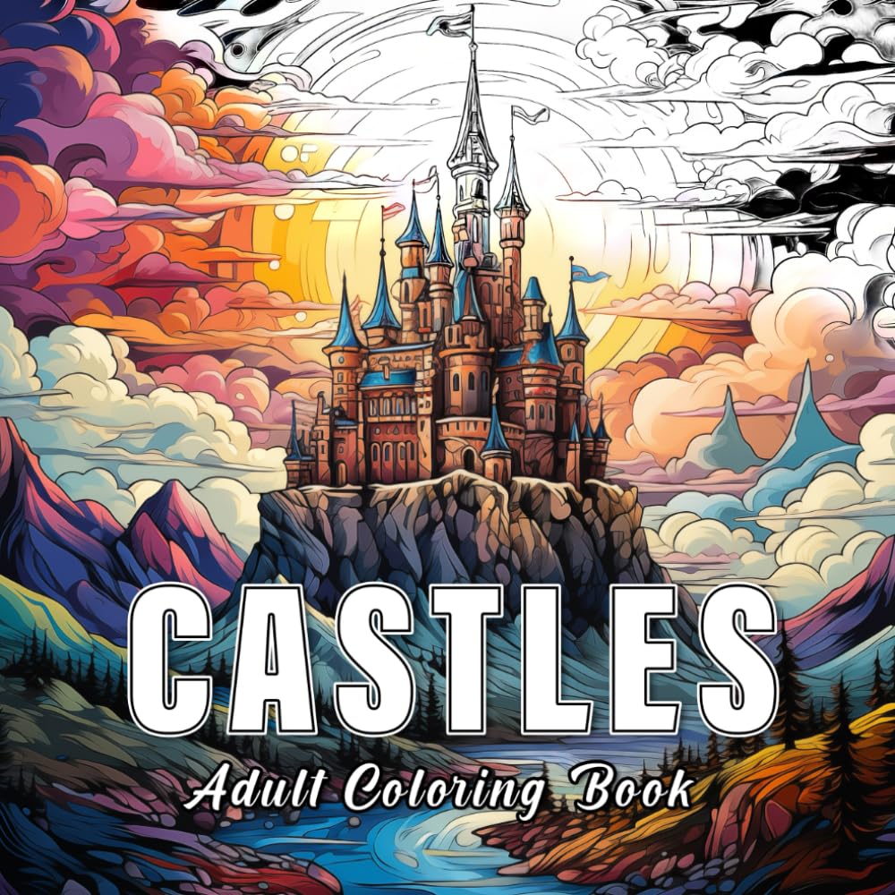 Castles: Colouring books for adults with 60 sketches of castles. (Fantastic Worlds)
