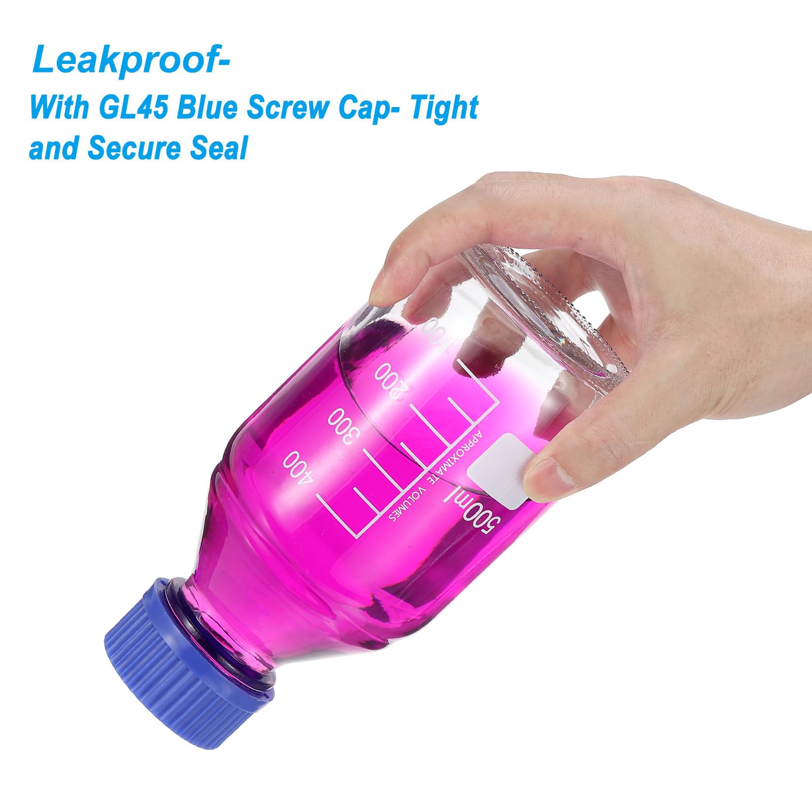 PATIKIL 8er Pack Reagenzgläser Medienlagerflaschen 1000ml Borosilikatglas Graduierte Runde Flaschen Mit GL32 hellblauer Schraubverschluss Für Labor Wasser Reagenzflüssigkeiten Klar