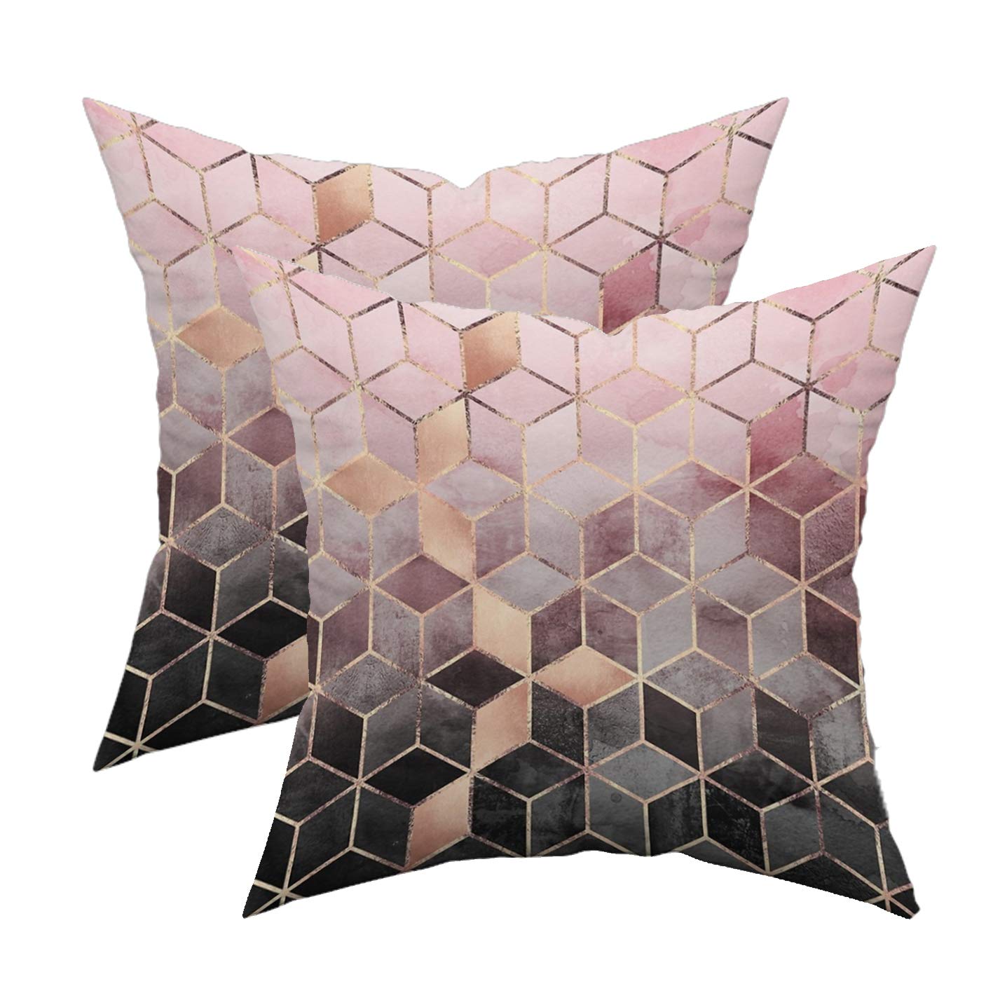 TAOSON Set of 2 Home Decorative Colorful Gradient Geometric Print Cozy Throw Pillow Cases Cushion Covers Shells for Couch Bed Sofa Farmhouse Manual