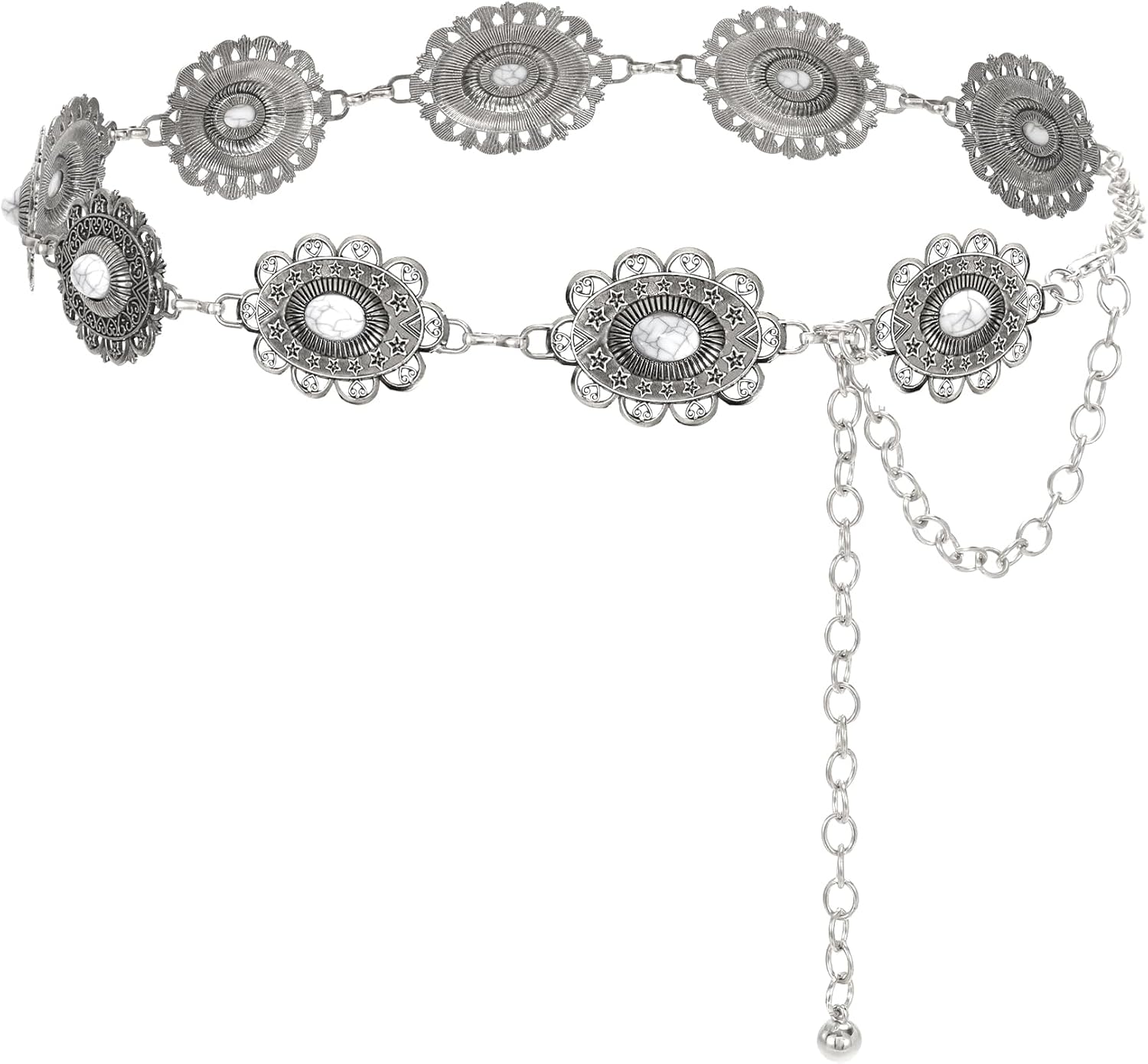 JASGOOD Western Metal Concho Belt for Women Cowgirl Waist Chain for Women Dress Pants