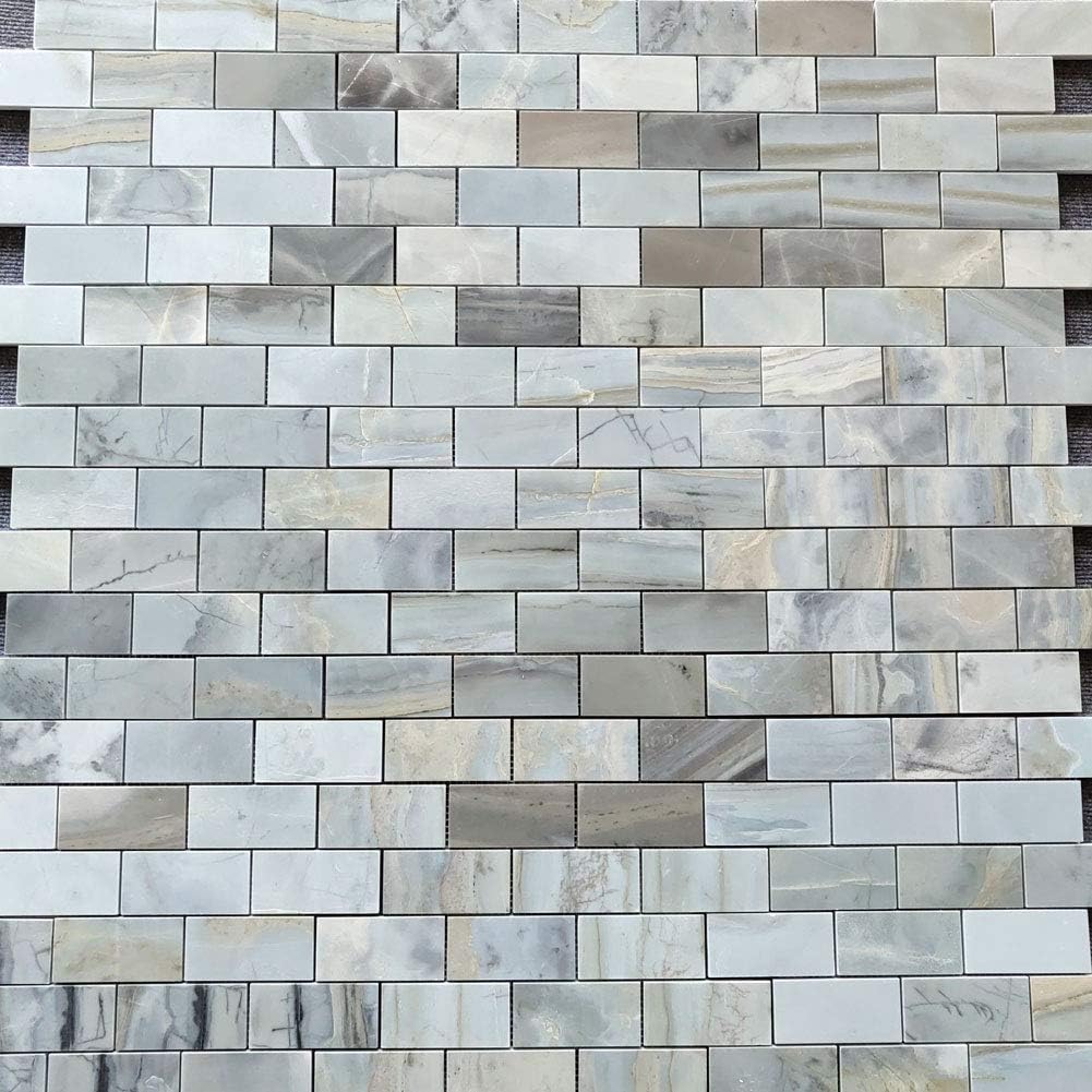Crazy Clearance Diflart Peel and Stick Backsplash PVC Tile Faux White Marble for Kitchen Bathroom Pack of 5 Sheets (Brick, Silver) Top Rated Diflart Peel and Stick Backsplash PVC Tile Faux White Marble for Kitchen Bathroom Pack of 5 Sheets (Brick, Silver)