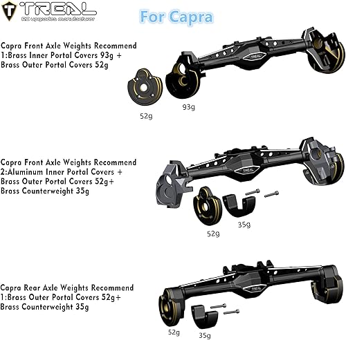 Miniatura 4 de Treal Portal de latón cubre pesos para capra axial UTBSCX10 III (contrapeso exterior negro)