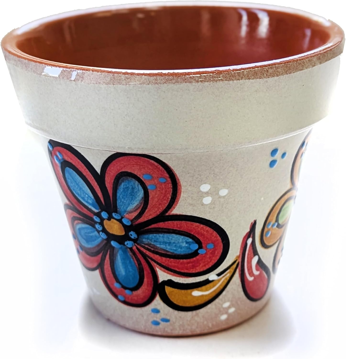 Spanish Flower Pot, Planter, Garden 6.5" D - Set of 3 (Waves)