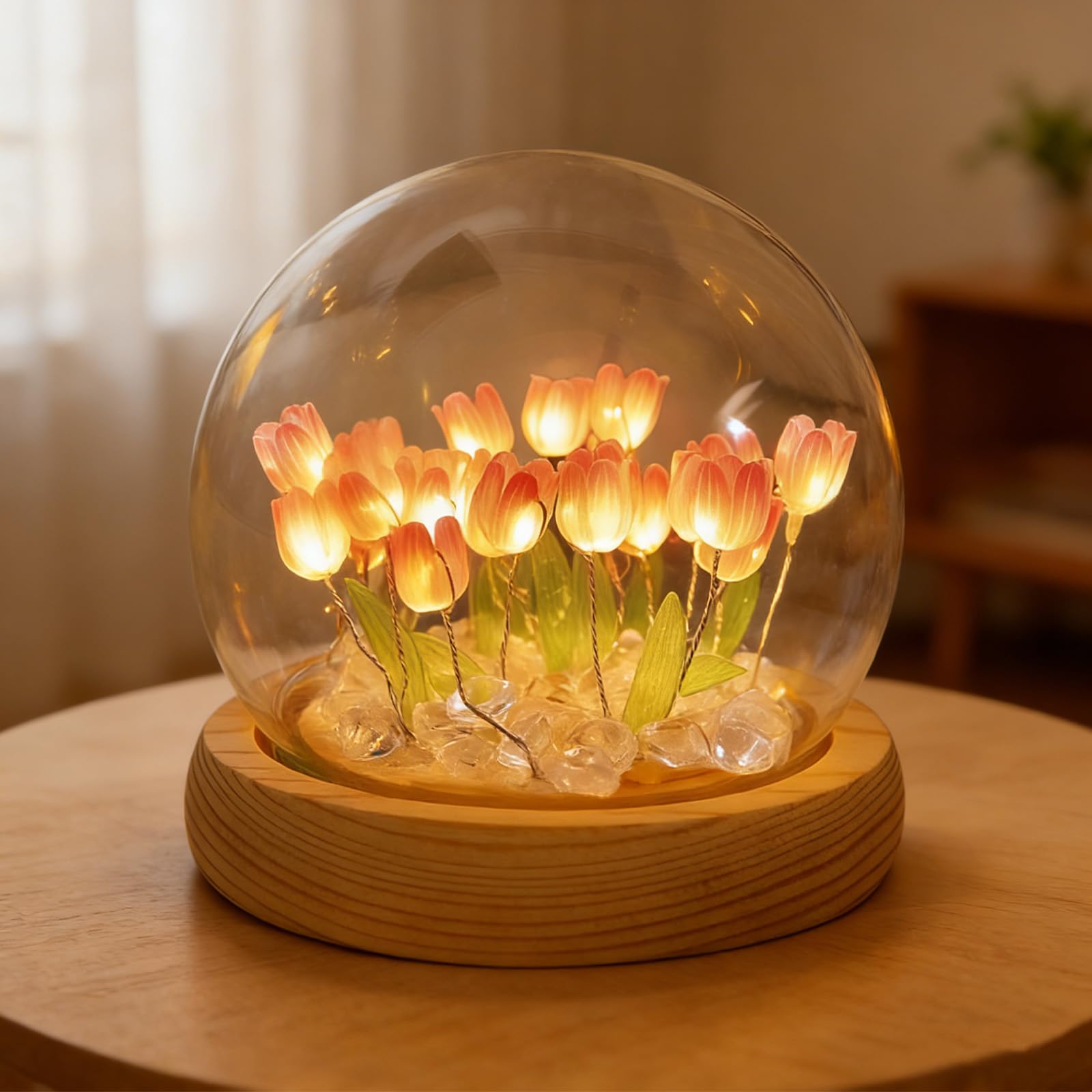 ANBET Pretty 20 Tulips Lamp Flower Night Light, Cute Tulip Light Bedroom Tulip Night Lights Decor Gifts for Mother Wife Mother's Day Valentine's Day - Battery Powered (not Included)