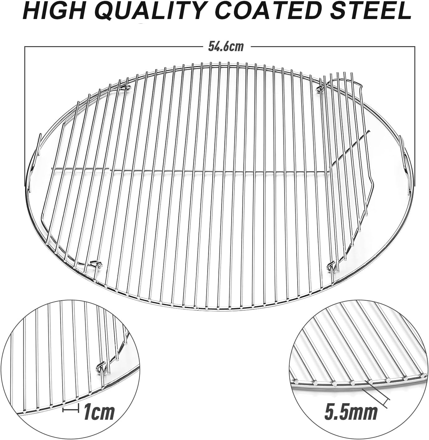 22" Cooking Grate Hinged for Weber, 7436 Charcoal Grill Grate Round Hinged, Replacement Part for Weber One-Touch, Performer and Bar-B-Kettle Series, Grill Grate BBQ for Weber Series
