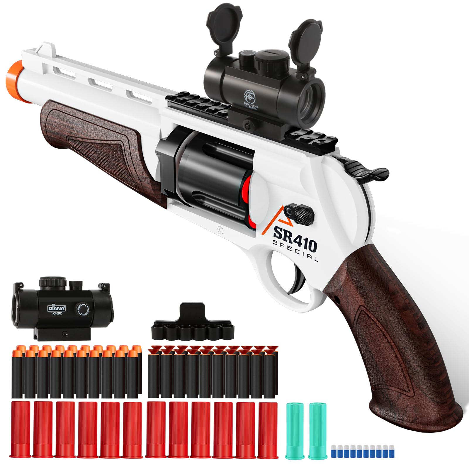RuiDaXiang Pistola giocattolo, pistole giocattolo sparatutto,blaster in schiuma EVA e design di ricarica della ruota per il gioco all'interno e all'aperto (Marrone)