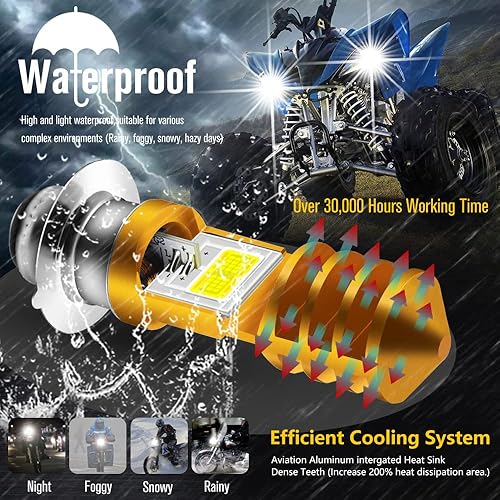 Miniatura 5 de Vooda Bombilla LED H6M de 1800LM ACDC 12-48V P15D Bombilla LED Hi-Lo Beam Blanco 6000K Bombilla LED para faros delanteros de motocicleta para Yamaha