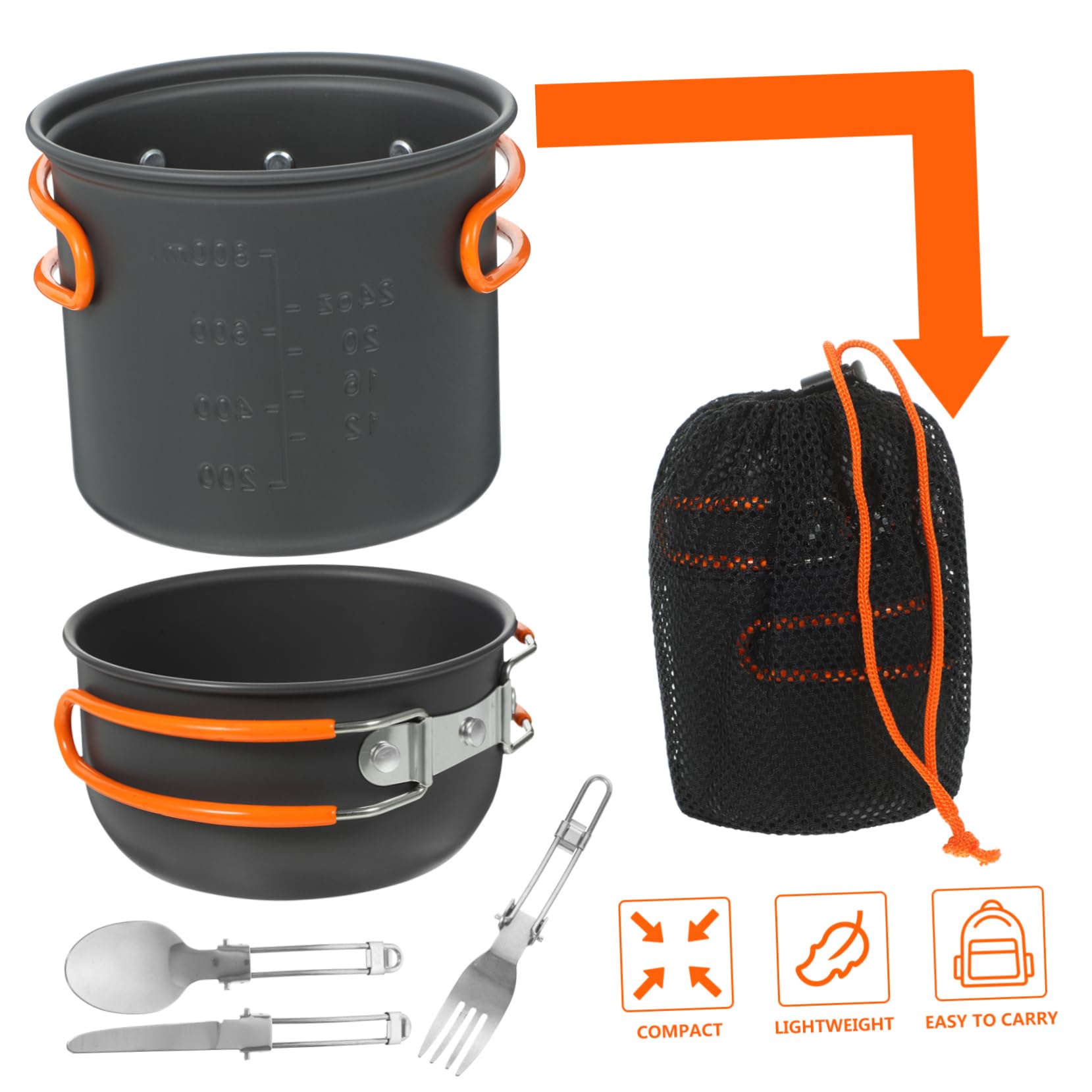 Happyyami Vajilla Artilugio Utensilio Condimento Adentro Equipo Portátil No Cámping Plegable Cocina Maceta para Acampar Olla De Camping Grey Aleación De Aluminio