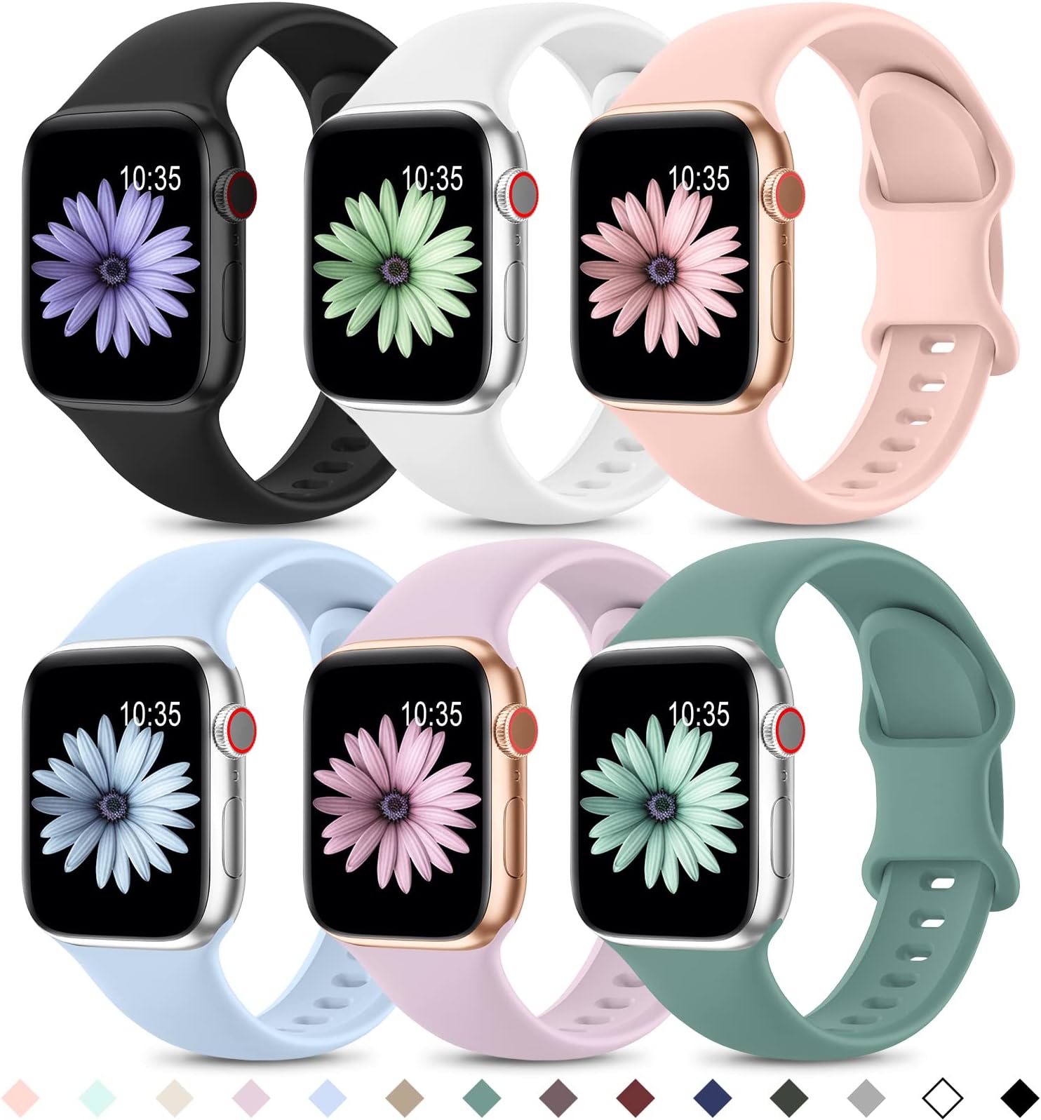 Higgs 6 Pack Sport Straps Compatible with Apple Watch Straps 10 42mm 38mm 40m...