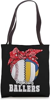 Busy Raising Ballers Baseball Volleyball Gift Volleyball Mom Tote Bag