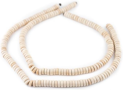 Vista 3 de The Bead Chest Cuentas de madera natural de disco crema (0.157x0.315 in) hilo de madera ecológico orgánico para joyería de bricolaje, manualidades
