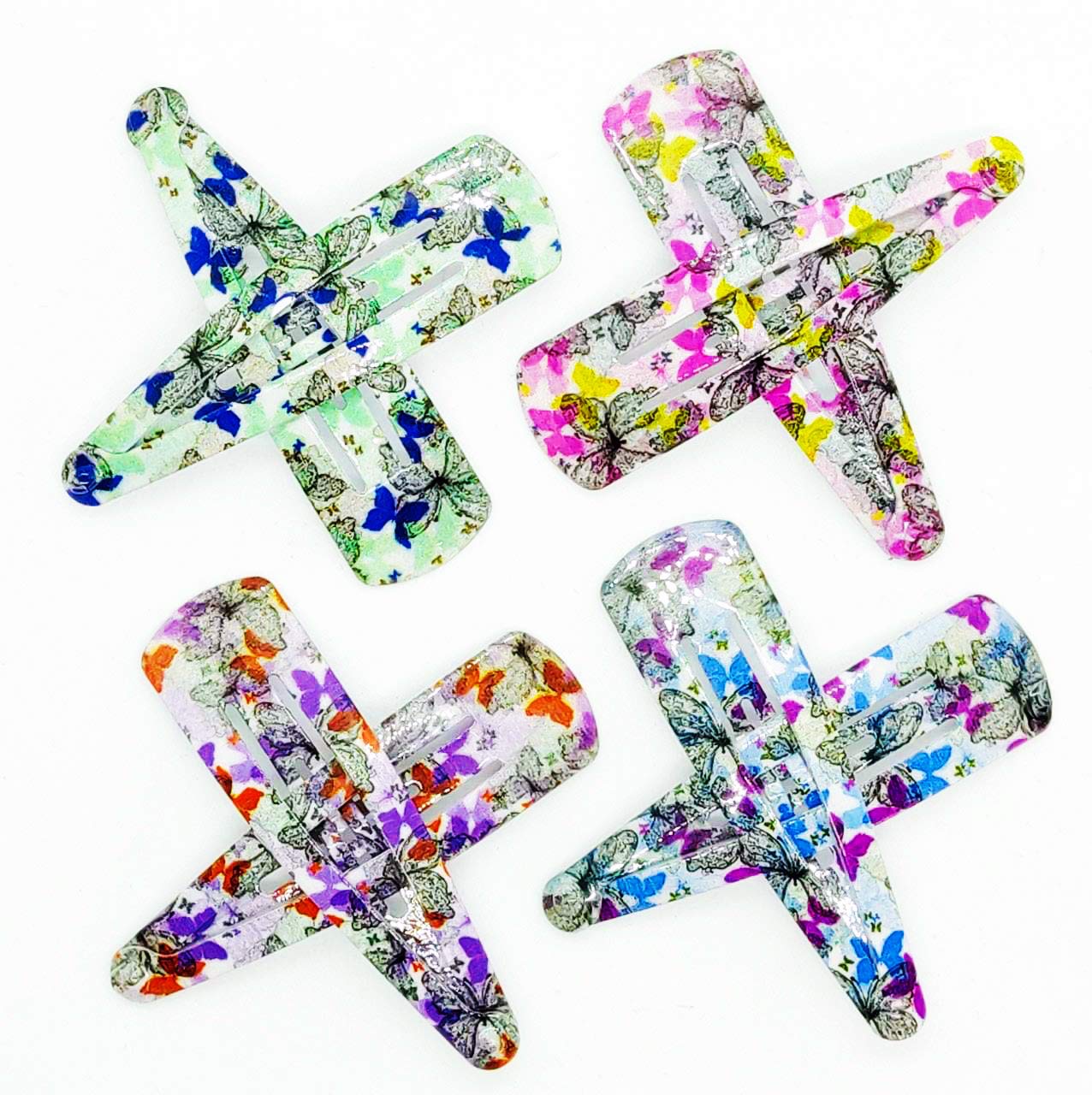 HP - High Profile Fashion Accessories Printed Tic Tac Hair Clips for Women and Girls (Multiprint Glossy) -12 Pcs, Pack of 1