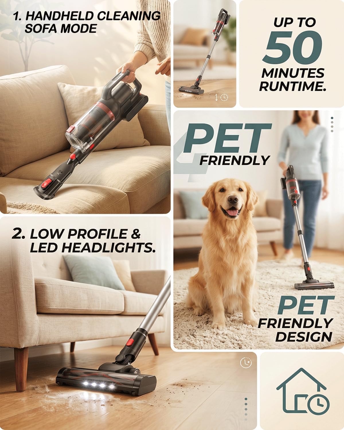 Pet Cordless Stick Vacuum Cleaner, Upright Vacuum Cleaning 5 71fZ8edLRWL. AC SL1500