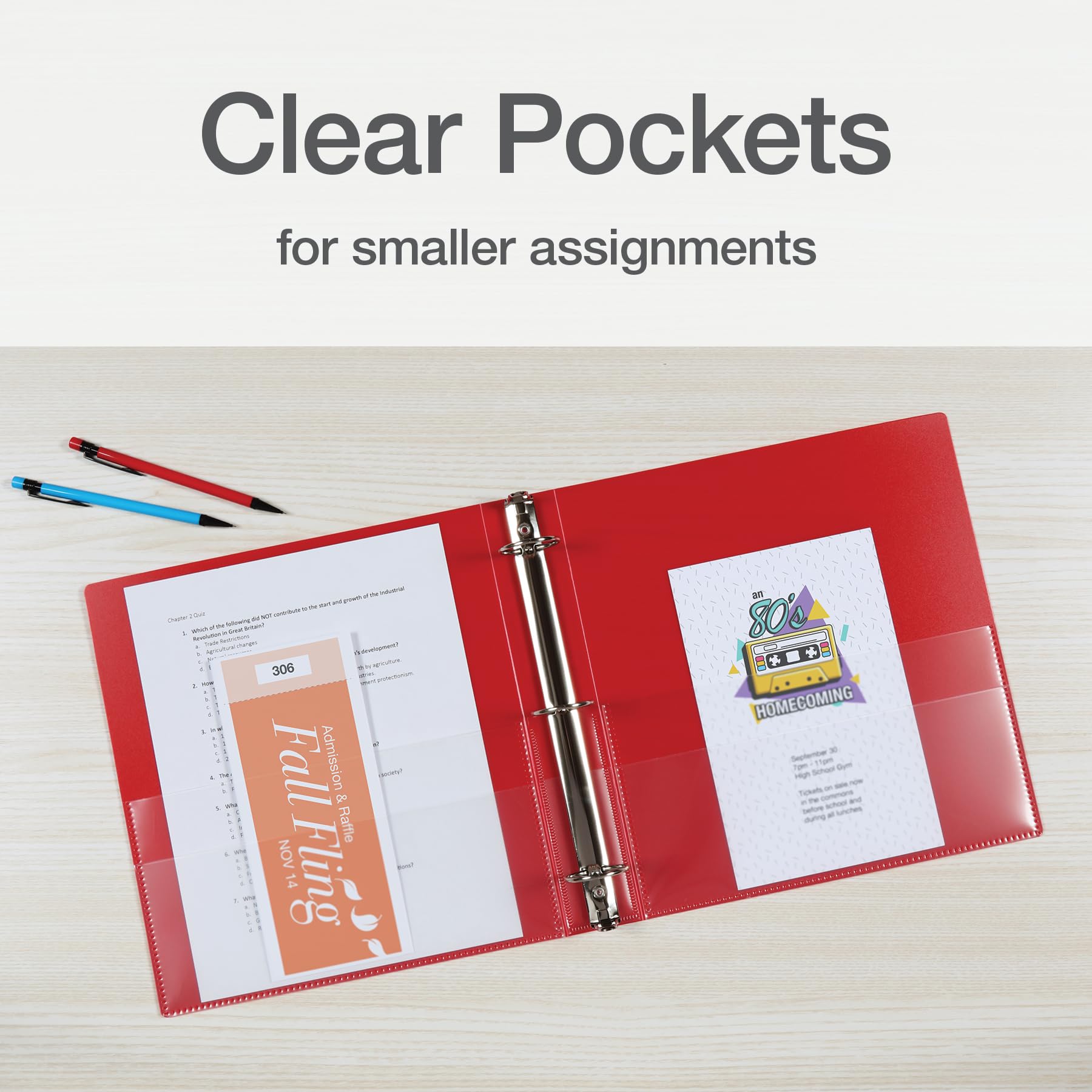Oxford Lot de 4 classeurs flexibles pour l'école et le bureau, 4 poches transparentes, peut contenir jusqu'à 350 feuilles, classeur de 3,8 cm, 4 couleurs assorties : noir, vert, bleu et rouge