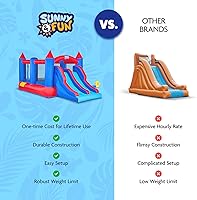 Vista 8 de Sunny & Fun Castillo hinchable inflable con doble tobogán – Resistente para la diversión al aire libre – Pared de escalada, toboganes, casa