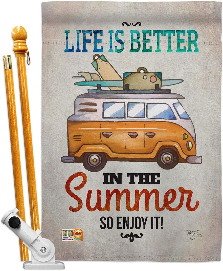 Better in Summer House Flag Summertime Fun and Sun Beach Pool Luau Tropical Party Season Outdoor Sunny Small Decorative Gift Yard Banner Made USA 28 X 40