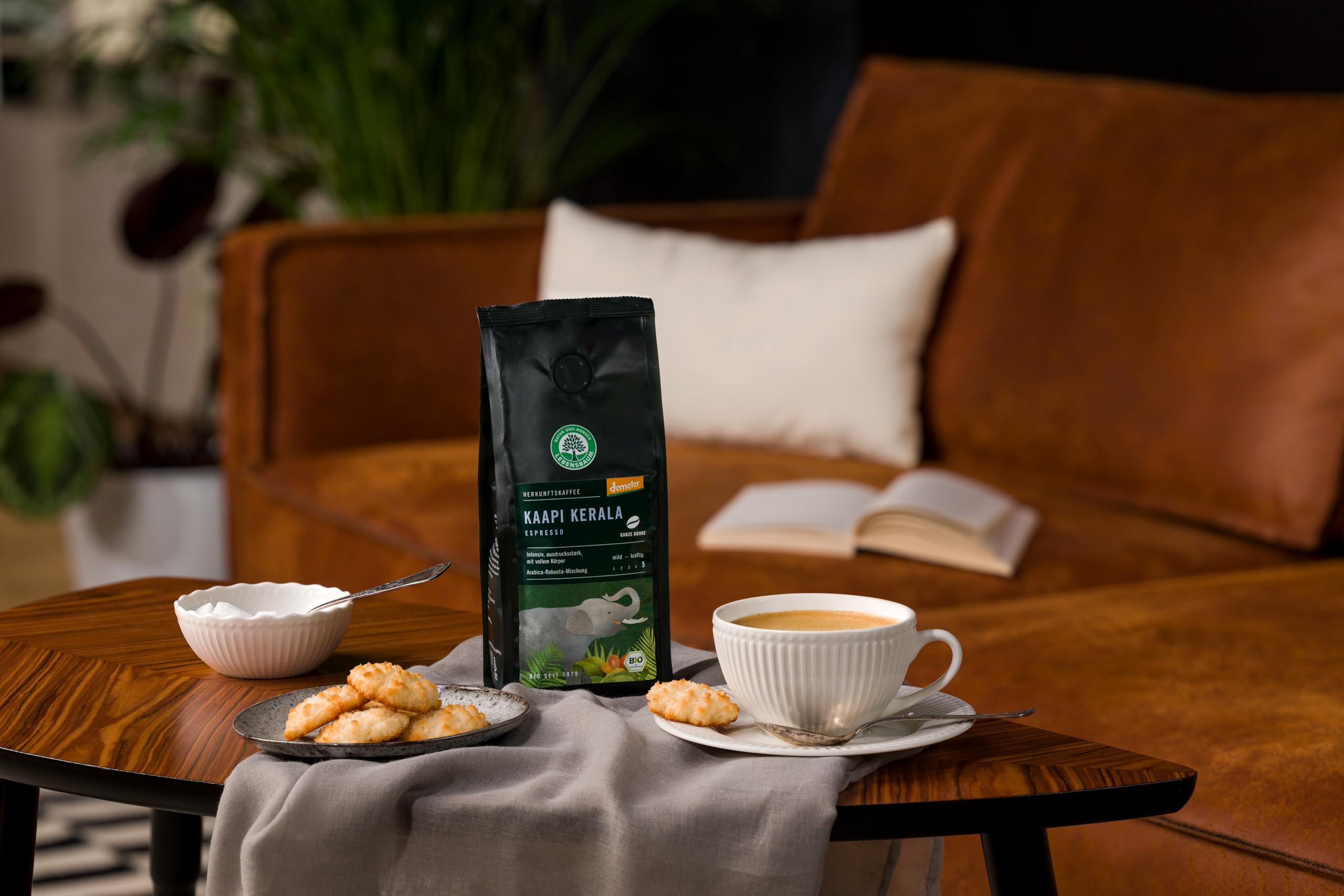 Lot De 3 Café Espresso Kaapi Kerala Lebensbaum, Grains Entiers Bio Demeter, 3 X 250g