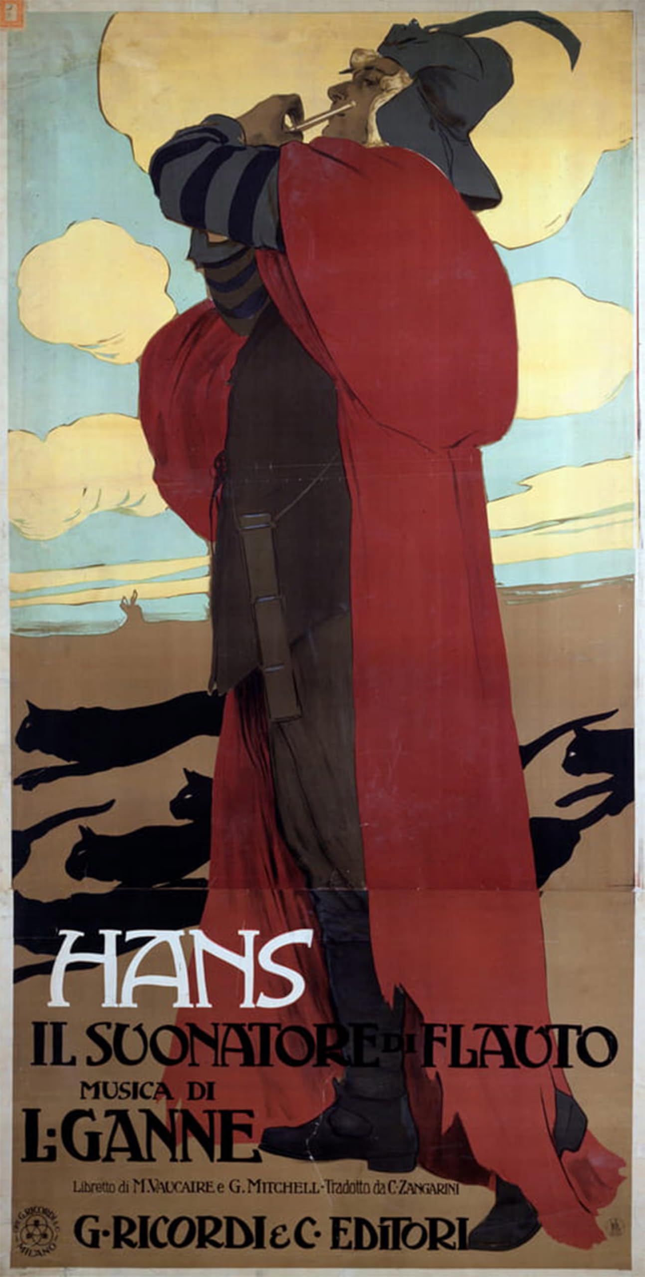 SERENDIPITP Aesthetic Poster Photo Wall Print Retro Picture Hans the Flute Player by Leopoldo Metlicovitz Modern Wall Artwork for Home Decor 60x90cm