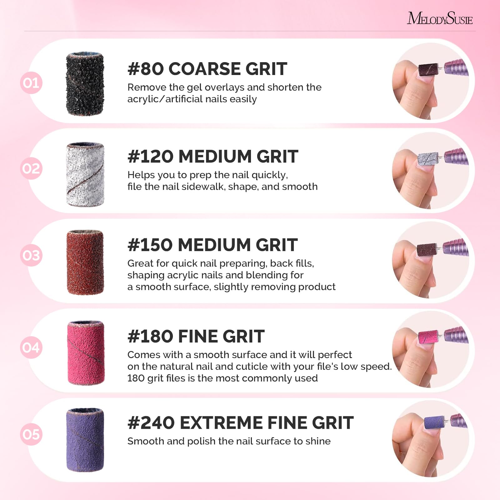 Amazon.com: MelodySusie 202 Pcs Sanding Bands for Nail Drill, 5