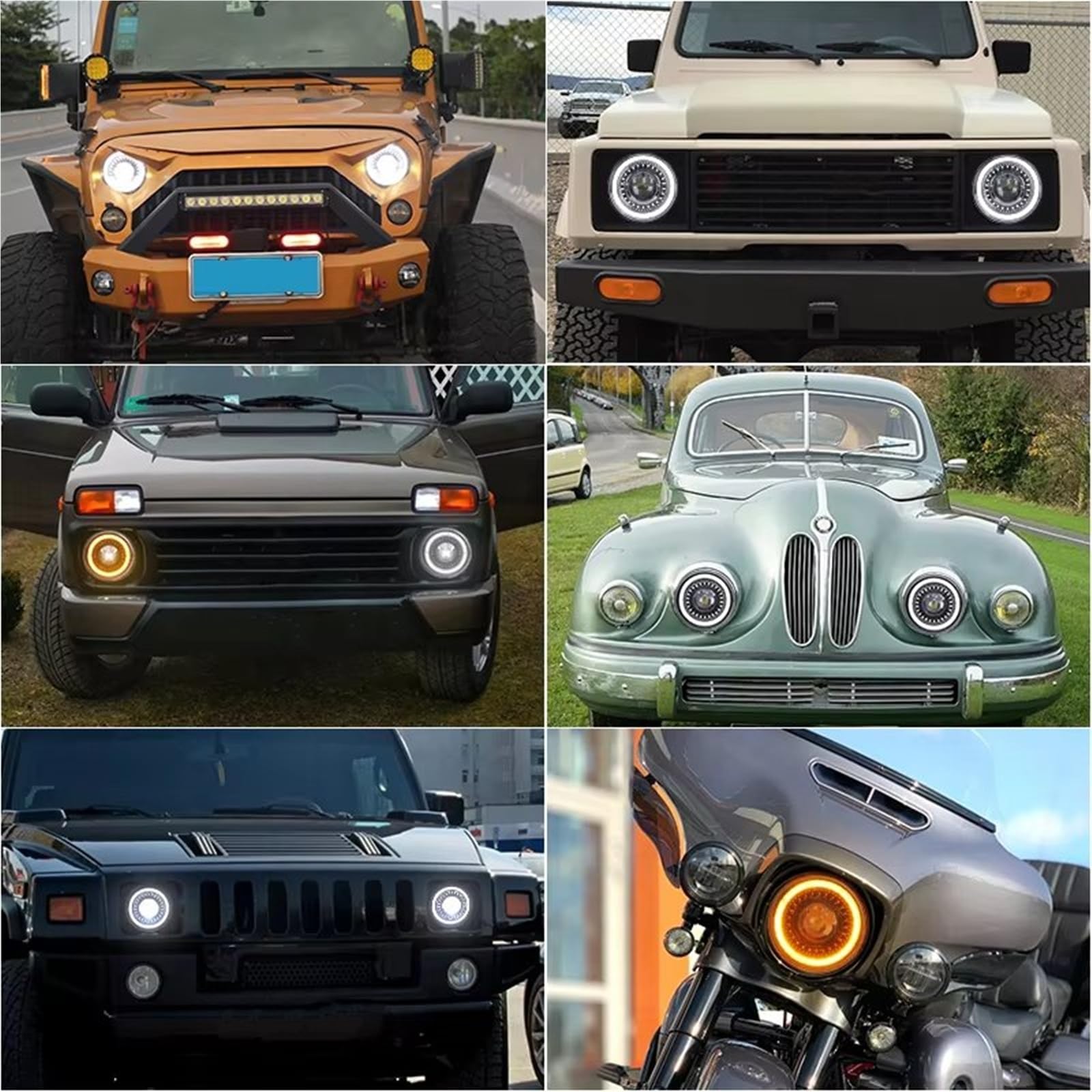 Faro Anteriore Gruppo 7" Faro Principale Per Auto 4x4 7 Pollici H4 Fari Principali Angel Eyes Per Jeep Per Wrangler Off Road Set Di Fari