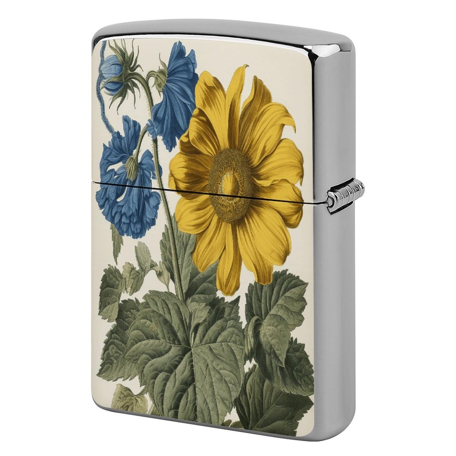 Fodpand Style A Yellow Flower Stem Metal Lighter Case Cover Lighter Sleeve