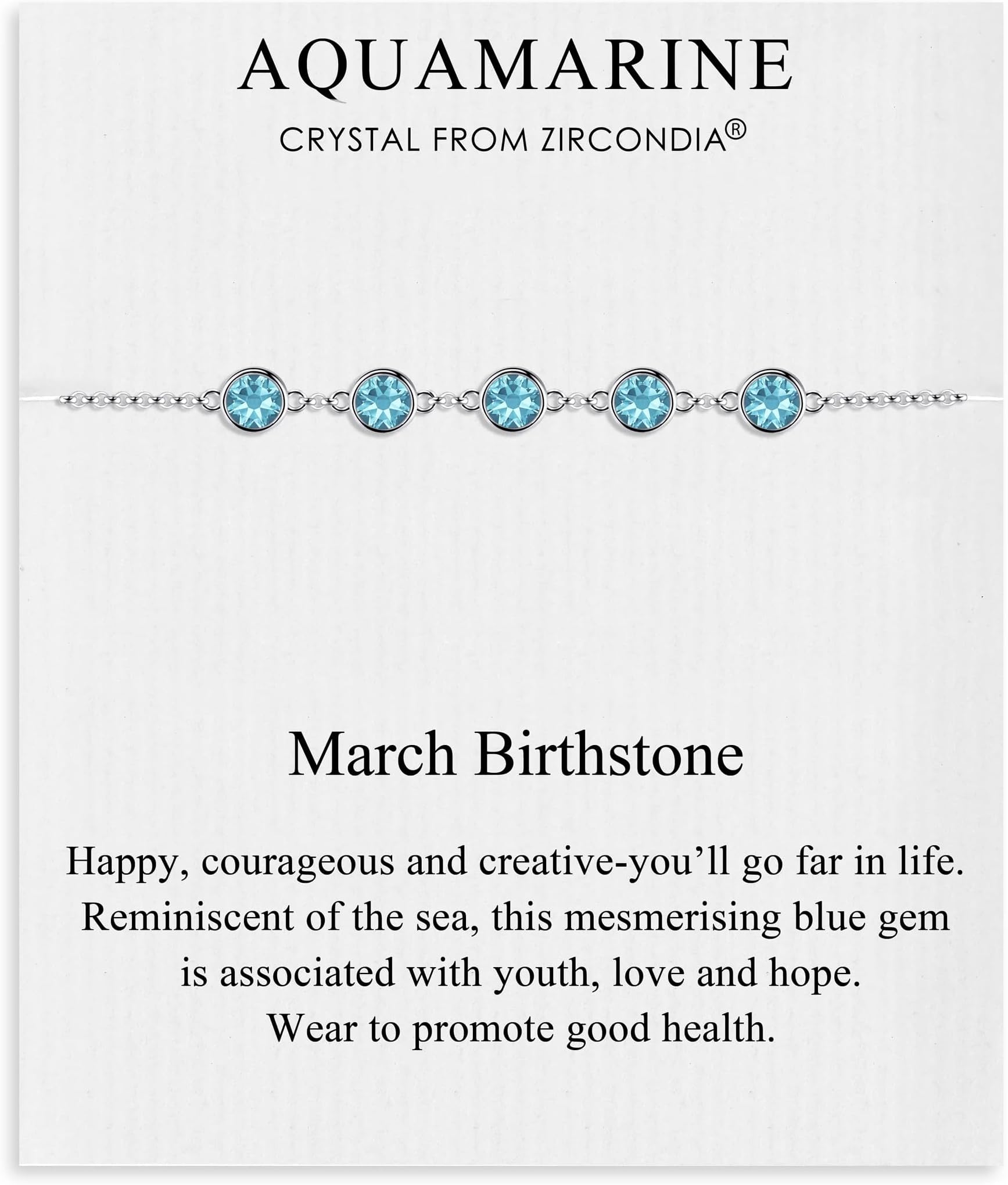 March Birthstone Bracelet Created with Aquamarine Zircondia® Crystals