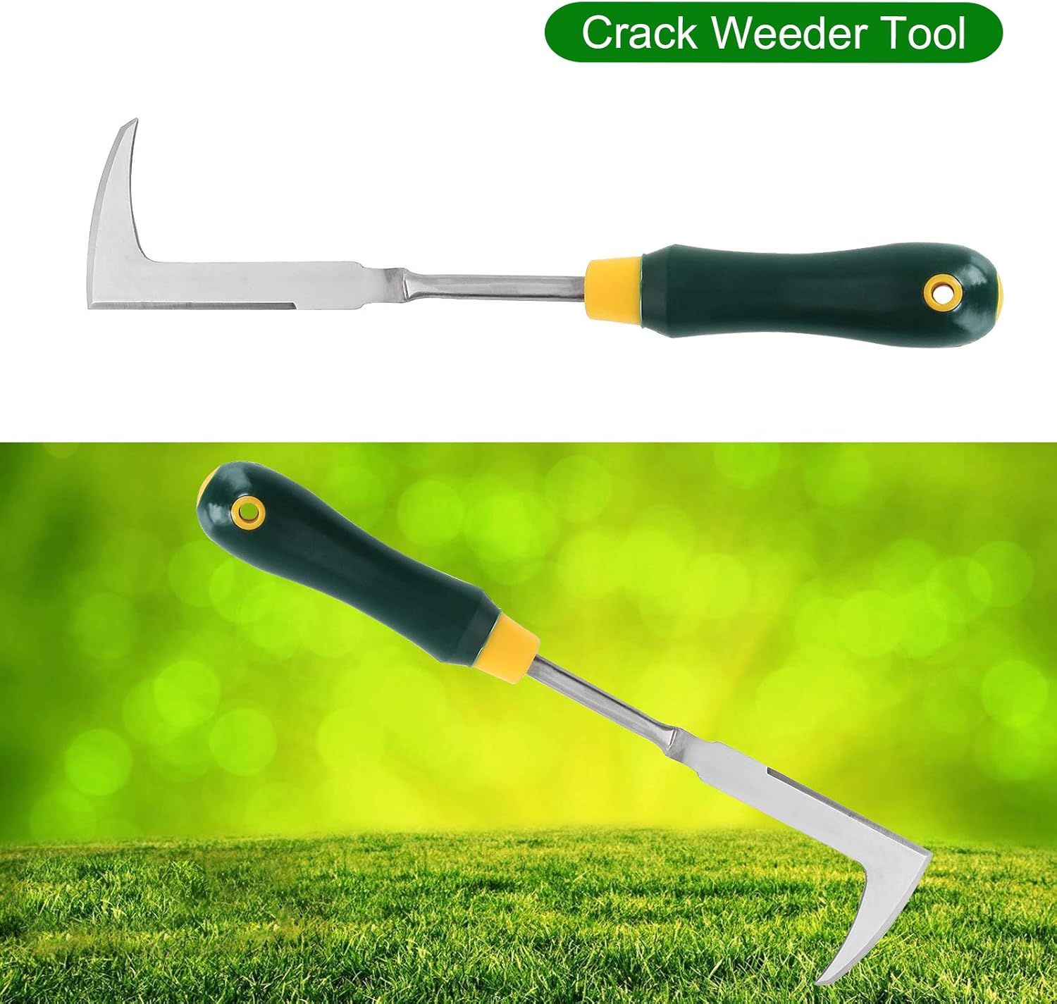 FengWu 2 Pack 13" Crack Weeder L-Shape Crevice Weeding Tool with Garden Gloves, Stainless Steel Manual Weeder Lawn Yard Gardening Hand Tool : Patio, Lawn & Garden