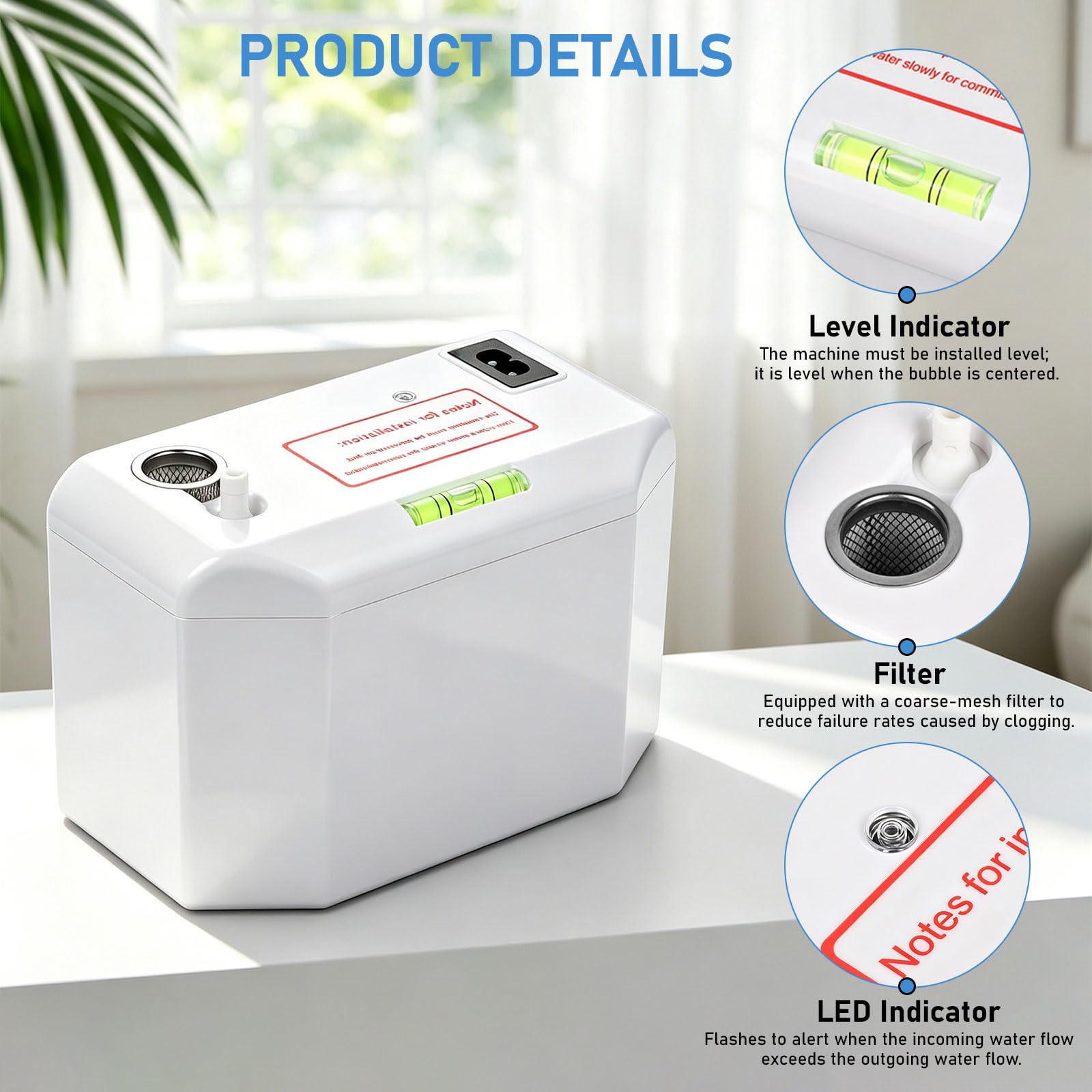 EXLECO Pompa di Condensa Automatica con Allarme Trabocco 200ml, Portata 24L/h, Altezza Massima 10m, Tubo 5m, per Climatizzatore a Parete 1-3HP, Riscaldamento e HVAC 8kW