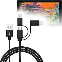 BoxWave Cable Compatible with Huion Kamvas 22 Plus (21.5 in) - AllCharge 3-in-1 Cable - Jet Black