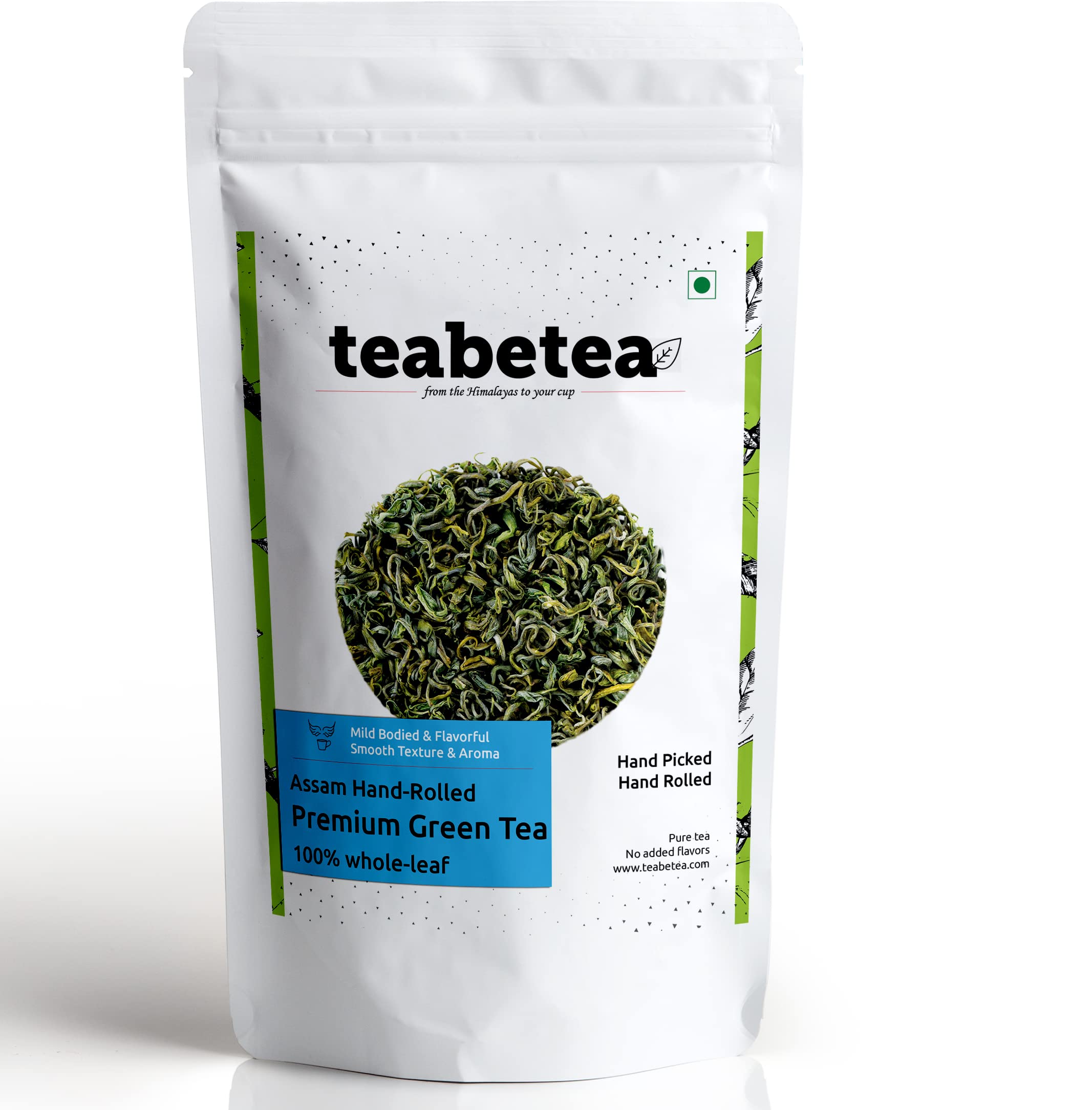teabetea Assam Orthodox Hand-Rolled Green Tea | 100% Whole-Leaf | 0% Additives or Flavoring | Pure Green Tea | Weight loss