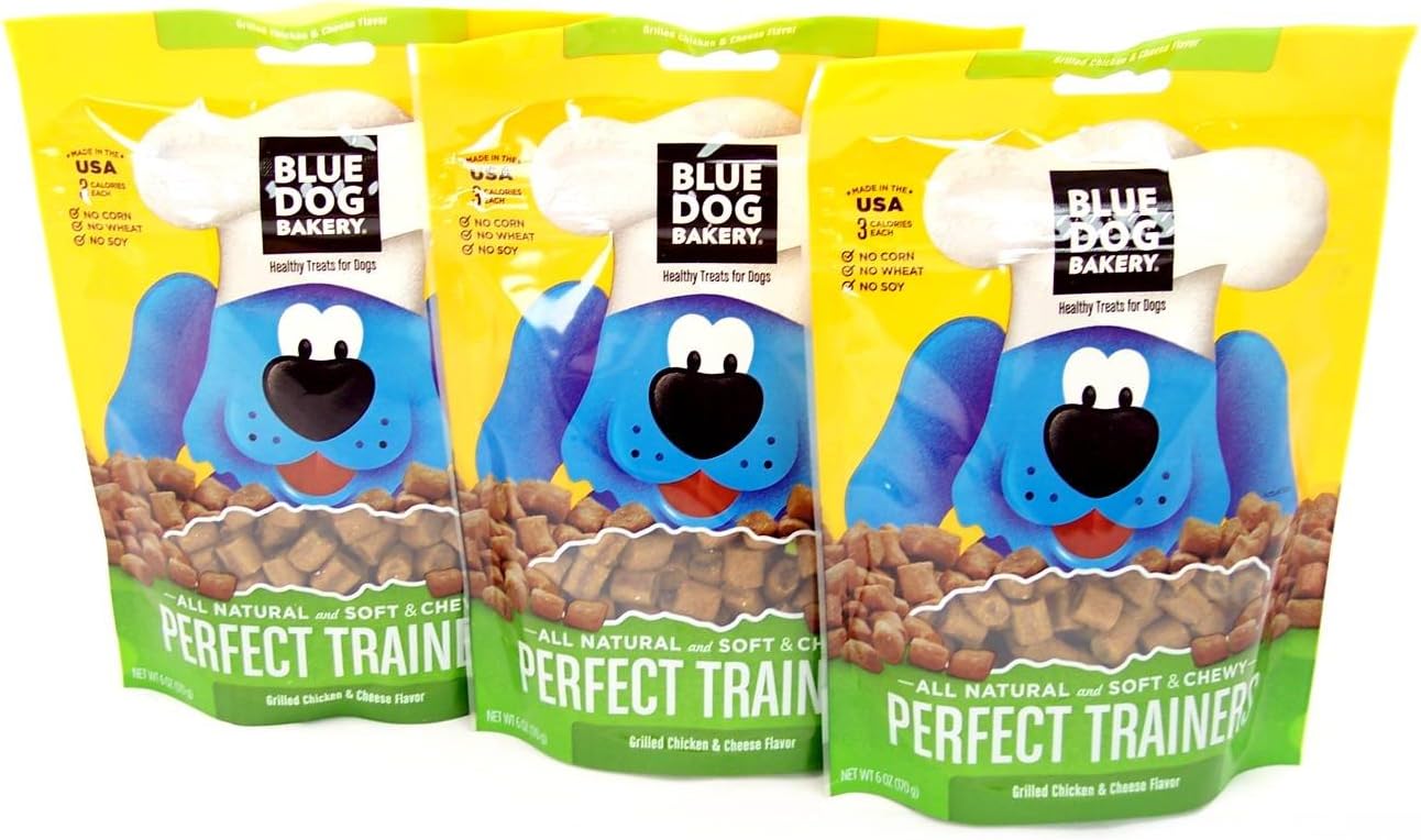 Blue Dog Bakery Perfect Trainers All Natural Dog Treats, Chicken and Cheese 6-Ounce Bags (Pack of 3)